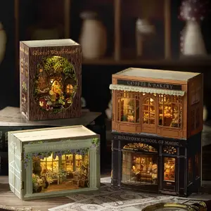 DIY House Mini Fantasy Cube Series Untrimmed Paper Accessories, Wooden Ornaments Cute Desktop Decoration Figurine, Flippable Design Creative Gift, Home Decor, Decorative Home Ornament, Suitable for Ages 14+, Includes English Manual