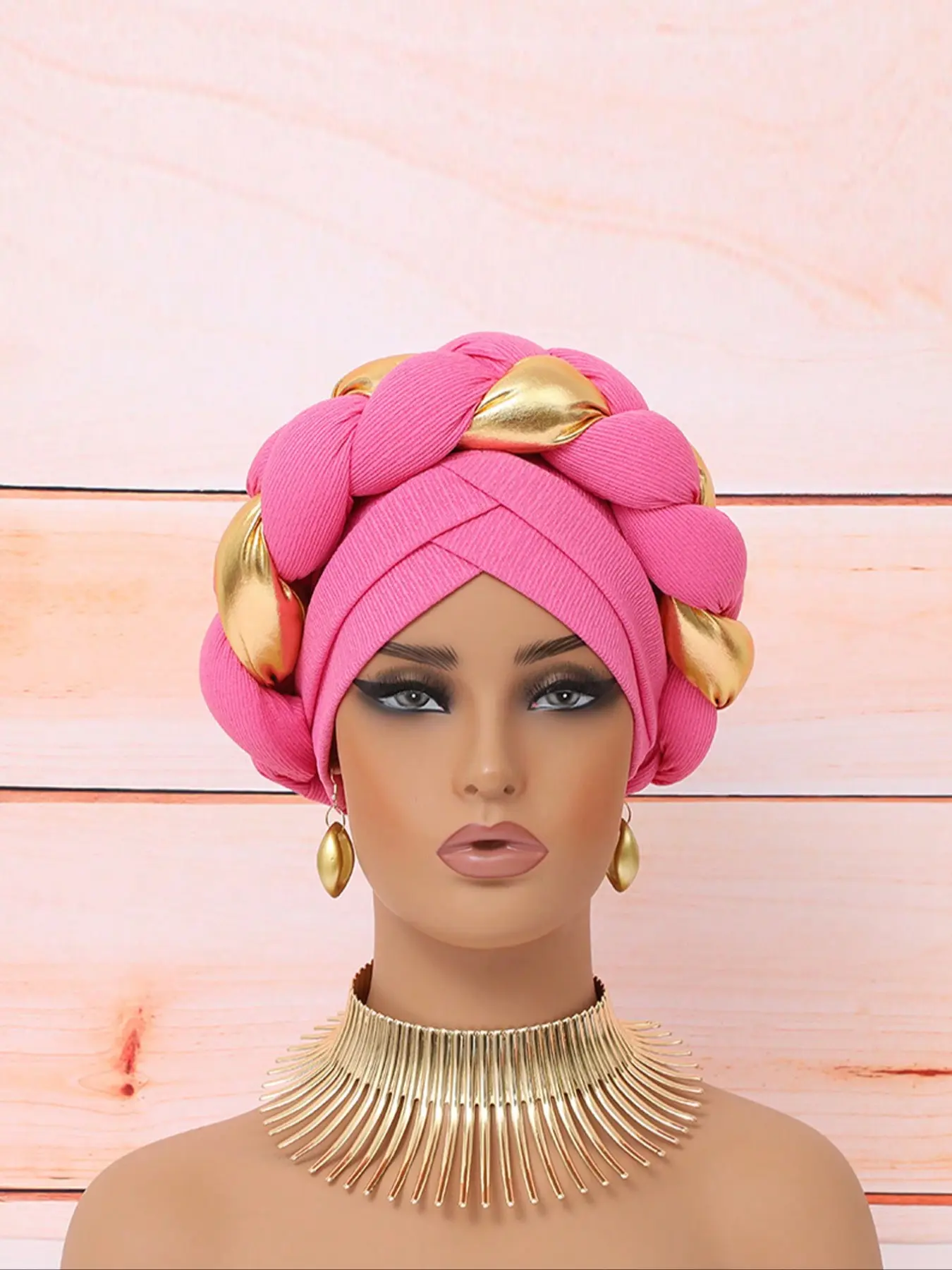 Women's Knitted Headscarf Hat, Braid Design, Puff Ball Style, Comfortable Fit for Daily Wear & Parties, Turban Hijab, Elegant Turban Hijab, Turban Wrap, Fashion Hair Scarves