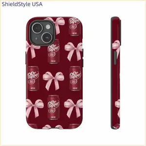 Dr Pepper Lover's iPhone Case - Festive Bow DesignCreative Transparent TPU for iphone 16,15,14,13,12,11 Durable Unique