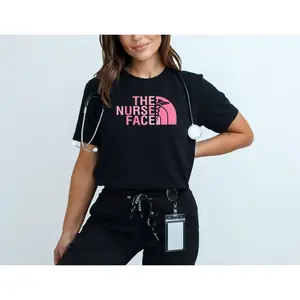 Comfortable Cotton T-Shirt Featuring a Nurse Face Design Perfect for Nurses Nursing Students and Gift Ideas