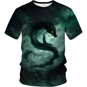 LAOLIUSN Traditional Chinese Dragon T-Shirt Funny Anime Graphic Tee Shirt