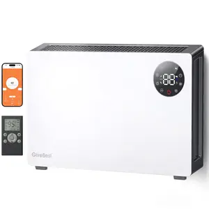 GiveBest Super Quiet Wall Heaters for Indoor Use, Baseboard Design Space Heater, Adjustable Thermostat, Child Lock, 12H Timer, 1500W Easy-mounted Electric Smart Heater for Bedroom Living Room Garage