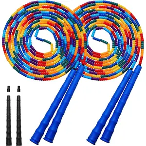 Double Dutch Jump Rope Long Jump Rope 16 FT 1 Pack/2 Pack, Adjustable Soft Beaded Diy Jump Rope for  Adult Long  for 5-6 Jumpers