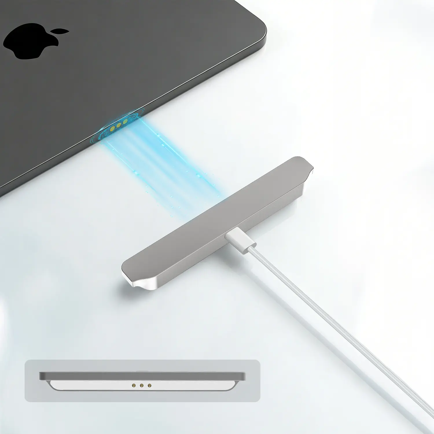 Magnetic Tablet Fast Charging Kit - 18W Power, Slim 12x1.7cm Aluminum+Silicone Smart Connector Dock, 100cm Braided USB-C to C Cable for 11th Gen (A16) 11" 2025 & 10th Gen 10.9" 2022 iPad (Tablet Chargers & Adapters), Durable
