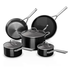 Ninja 9PC Anodized Aluminum Set Fry Pan Stockpot 500F 2.5QT 8QT Cookware
