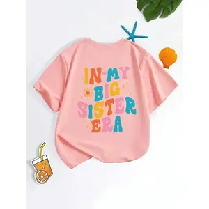 Girl's Cartoon Letter Print Round Neck Tee, Casual Short Sleeve T-shirt for Daily Wear, Kids Clothes for All Seasons, Graphic Print Shirt