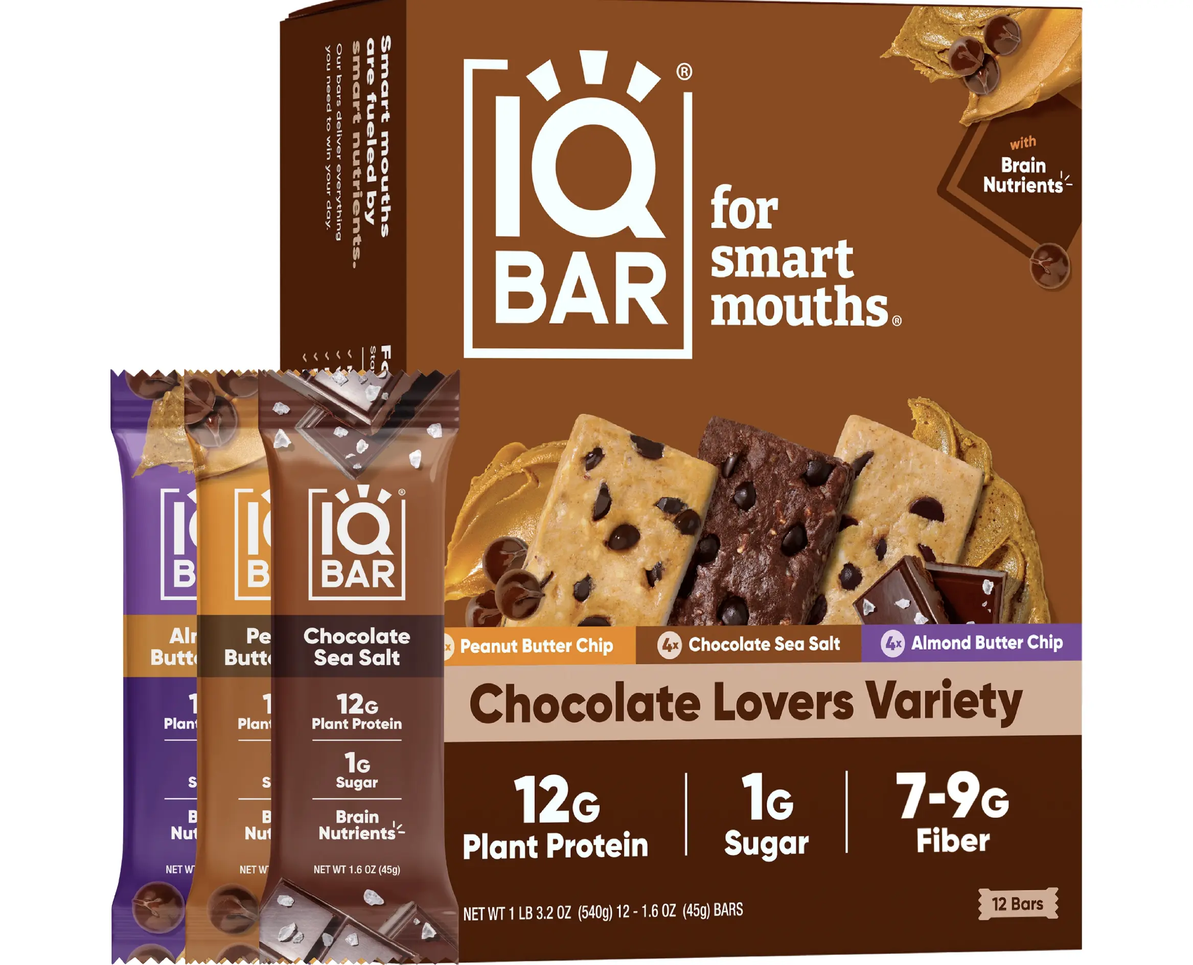 IQ bar Chocolate Lovers Variety (12 Bars)