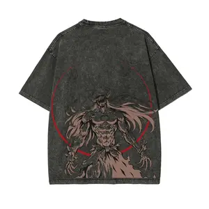 Bleach Ichigo Kurosaki Full Hollow Anime Washed Vintage Cotton Tee T Shirt Washed Vintage Cotton Streetwear Unisex otaku
