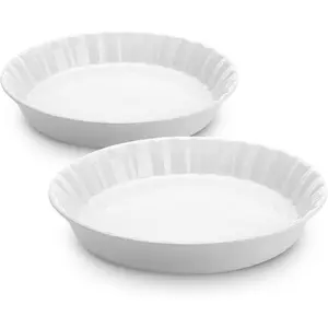 BTT- Cermic Pie Pn for Bking, 2 Pck, 10.5" & 9.5", Porcelin Cermic Pie Plte for Sld, Pst, Fruit nd Trt, Freezer, Oven, Microwve nd Dishwsher Sfe