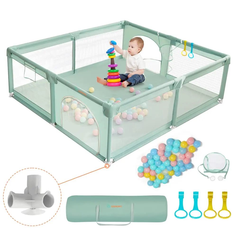 BIOBY Playpens for Babies and Toddlers, Baby Playard Extra Large, Safe and Non-Slip Baby Fence, Full Mesh Design, Indoor & Outdoor Kids Activity Center, Baby Play Pens