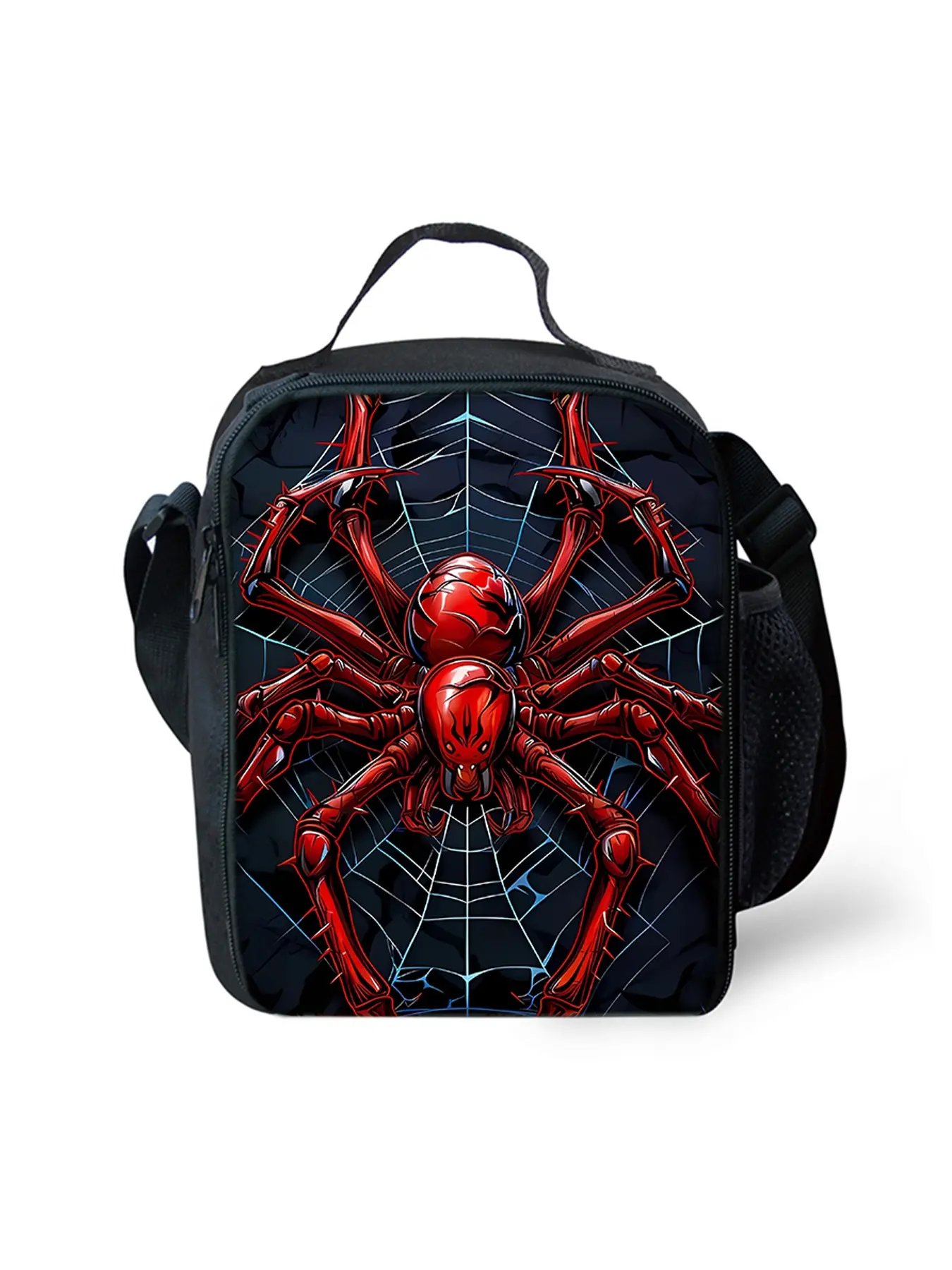 Red spider pattern single-sided printed shoulder strap Lunch Box Bag zipper lunch bag Lunch Bag Gift