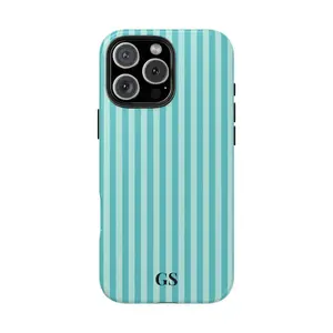 Personalized Blue Phone Case Custom Monogram iPhone Case Aesthetic Striped Phone Case Summer Coastal Phone Case Preppy Phonecase Blue Beachy gift for her men's cool gadgets iphone 17 pro max cases girls