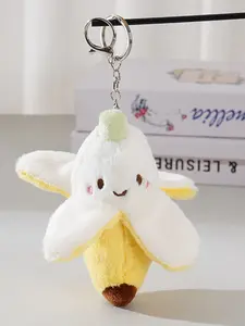 Cute Plush Banana Keychain Bag Charm, Couple Best Friend Backpack Accessory, Trendy Creative Gift, All Seasons Use, Handmade Assembly