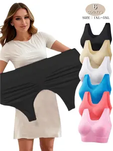 1/3/4/6 Pack Plus Size Women's Bralette, Underwear, Wireless No Pads Shockproof Lined Tank Top, Casual Medium Support, All Seasons Wearable