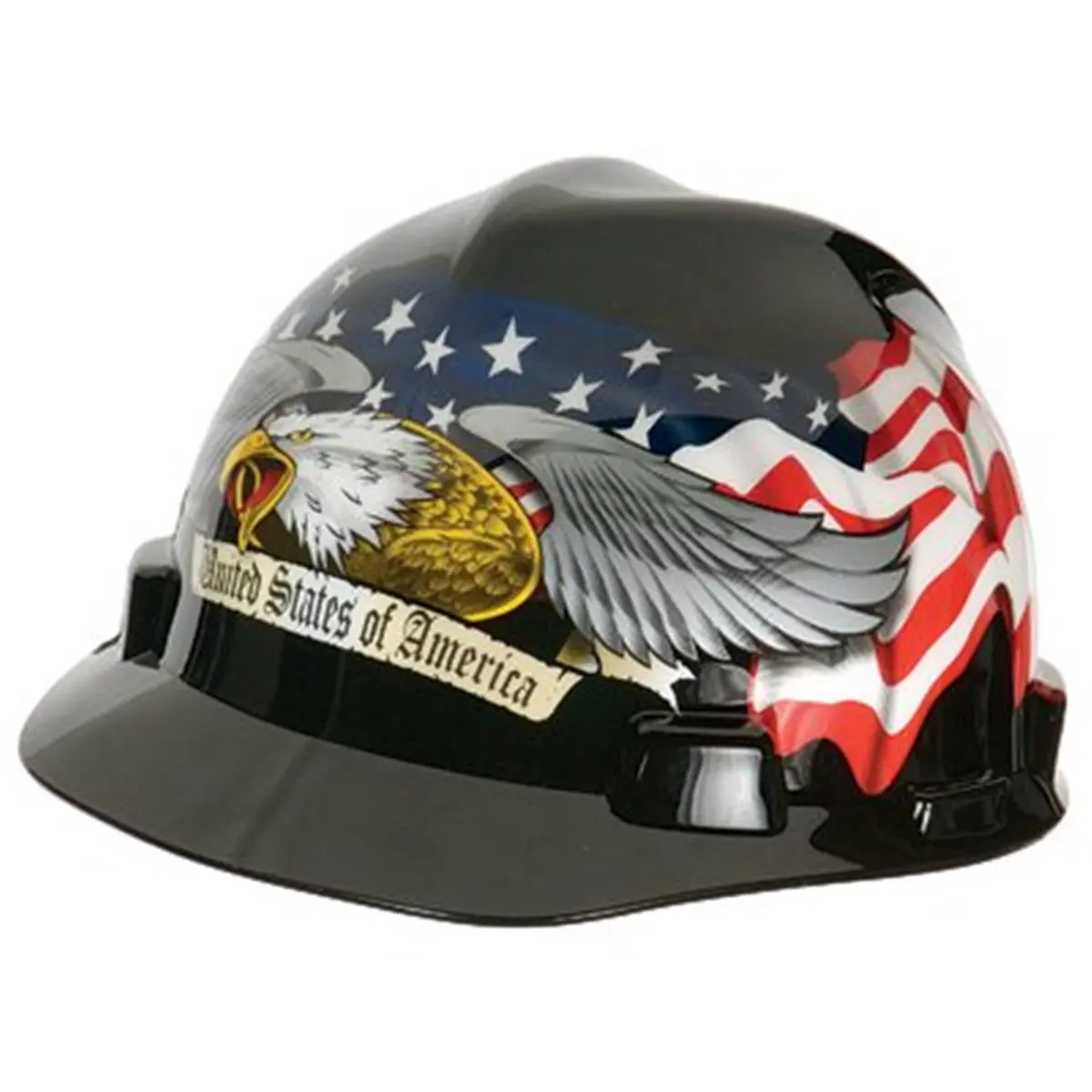 MSA V-Gard Standard Cap Style Hard Hat - Protective Gear with Polyethylene Shell, American Eagle Design, Fas-Trac Ratchet Suspension, Fashion Conscious Buyers, Industrial Hats, Workwear