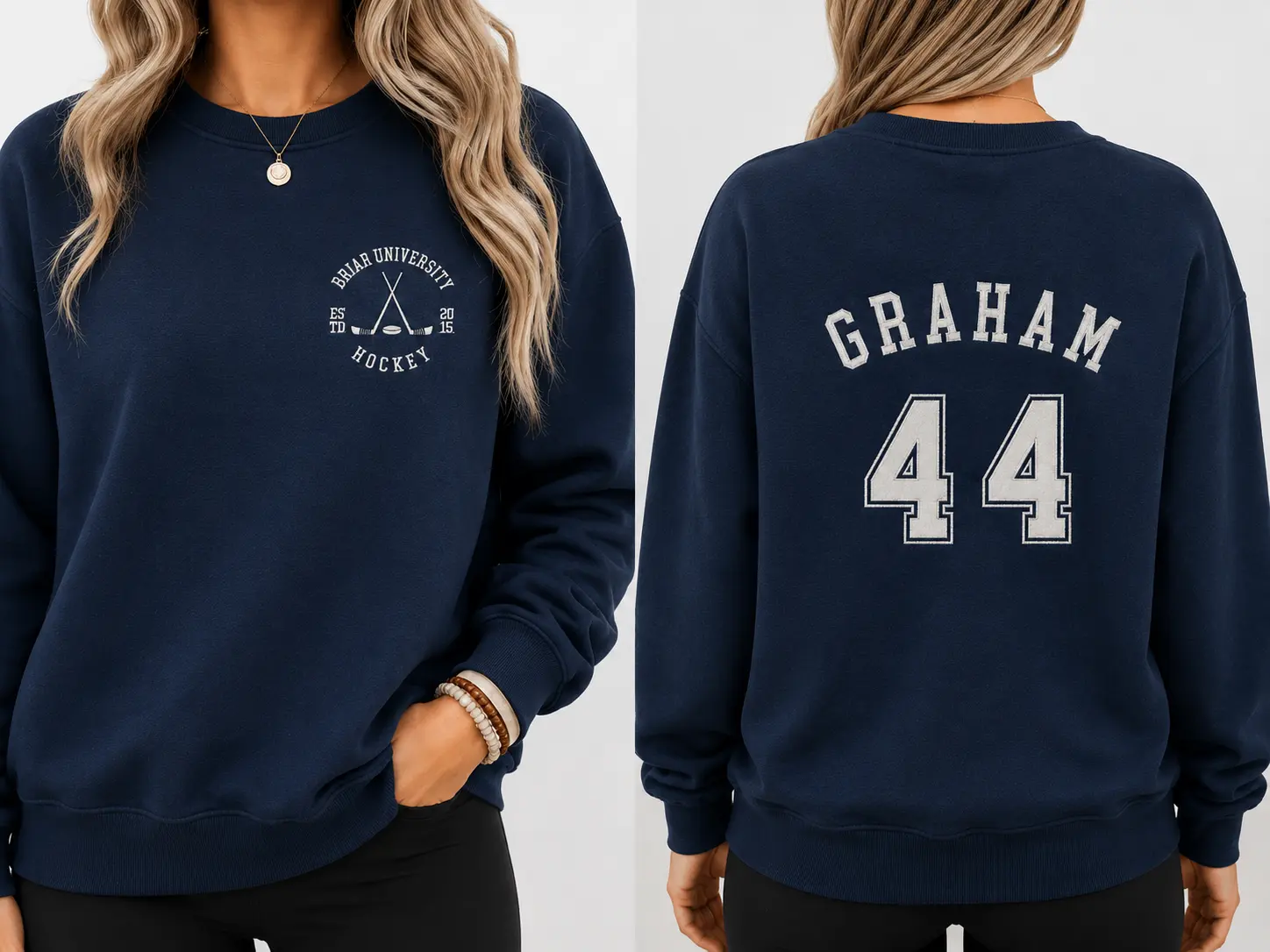 Embroidered Briar University Hawks Hockey Graham 44 Sweatshirt, Hockey Briar University Embroidered Sweatshirt, Gifts for Hockey Lover Classic Cotton, Number Hoodie Sweatshirt, Off Campus Series Shirt, Bookish Shirt, Hockey Romance Bookish Gift For Her