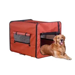 Baohe - 32/25 inch soft dog cage, foldable car pet travel bag, with anti-chew and lockable breathable mesh, removable and washable mat, portable foldable dog cage, suitable for car, travel, camping home outdoor travel