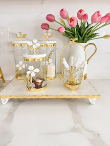 Gold Glass Spoon Holder Caddy