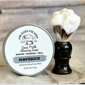 One Blessed Acre Farm Tallow & Goat Milk Maverick Shave Soap for Sensitive Skin & Dry Skin - Paraben & Phthalate Free - Ideal for Wet Shaving & Traditional Routines