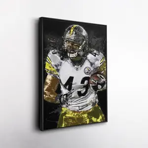 Troy Polamalu Wall Art ? Pittsburgh Steelers Canvas Print, NFL Football Decor, Framed Poster Gift for Fan Room, Man Cave, or Office ( Unframed - Print Only ) (No Frame)