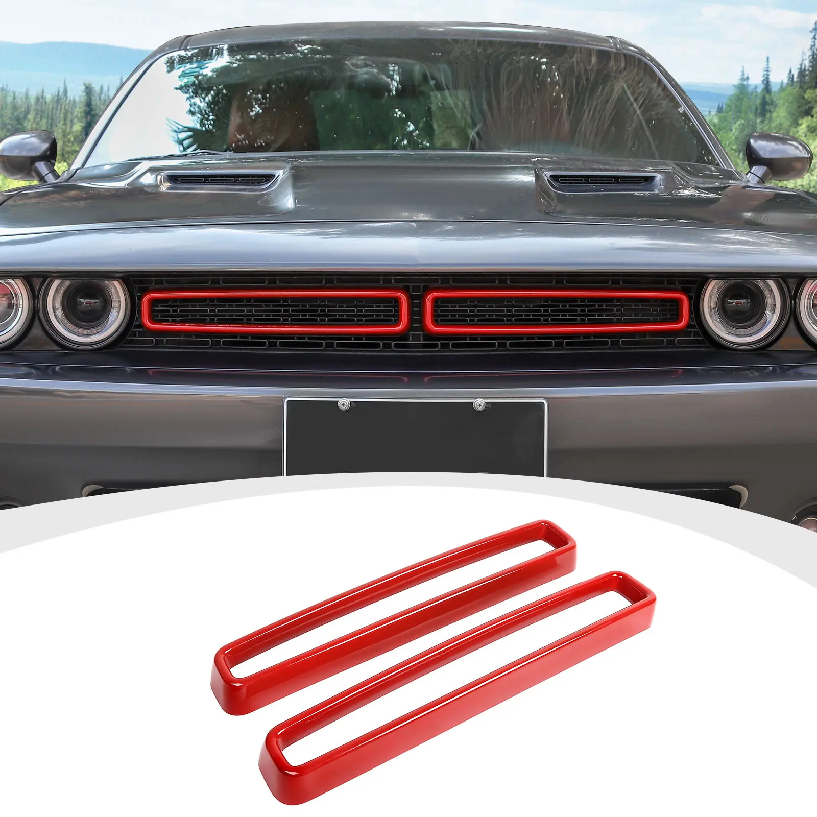 Front Grill Mesh Grille Inserts Trim Cover for 2015+ Dodge Challenger, Car Exterior Decoration, Car Accessories, Custom Stickers Vehicle Accessory, Accessories For Car