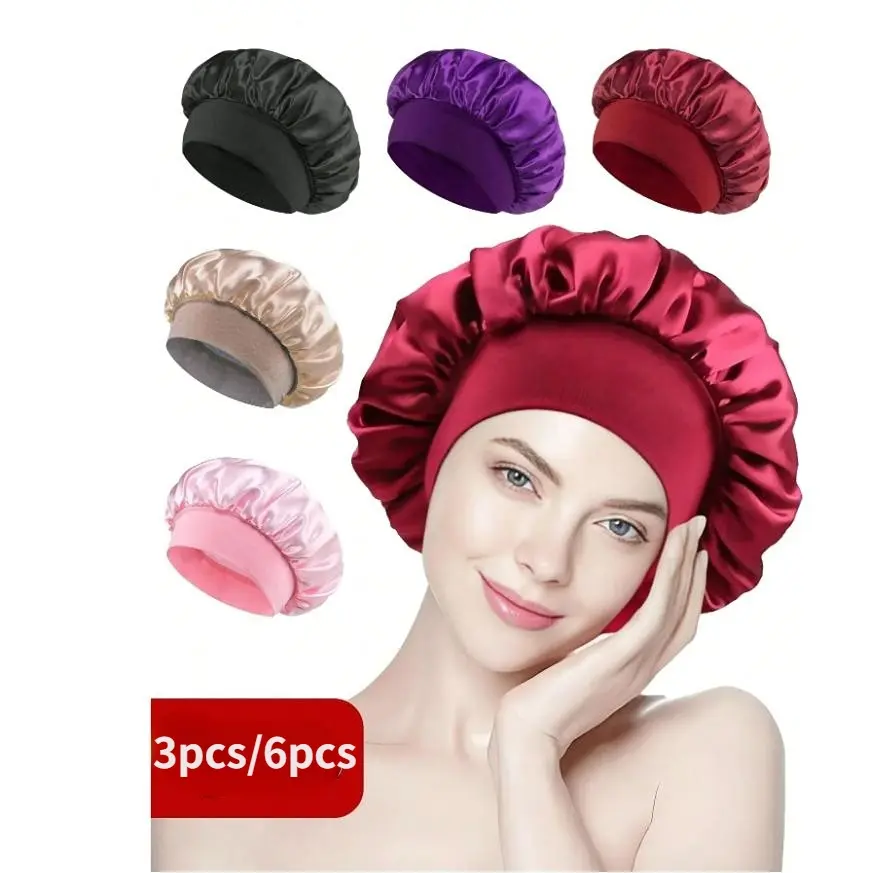 Luxury Satin Sleep Caps, Satin Bonnet, Sleeping Bonnet, Hair Bonnets, Wide Band High Elasticity Headband, Hair Protection Silk Hat, Unisex Night Cap, Comfortable Home Use, Hair Care Cap