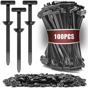 IMOLI Universal Cable Ties, 30/100pcs,  Nylon Cable Ties with Pin and Button, Versatile Cable Clamps for Automotive Repair and Daily Use
