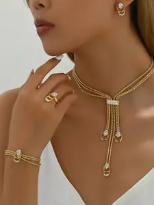 Women's Necklace Earrings Ring Bracelet, Teardrop Fashion Jewelry Set, Elegant Gift for Women, Perfect for Daily Wear & Special Occasions