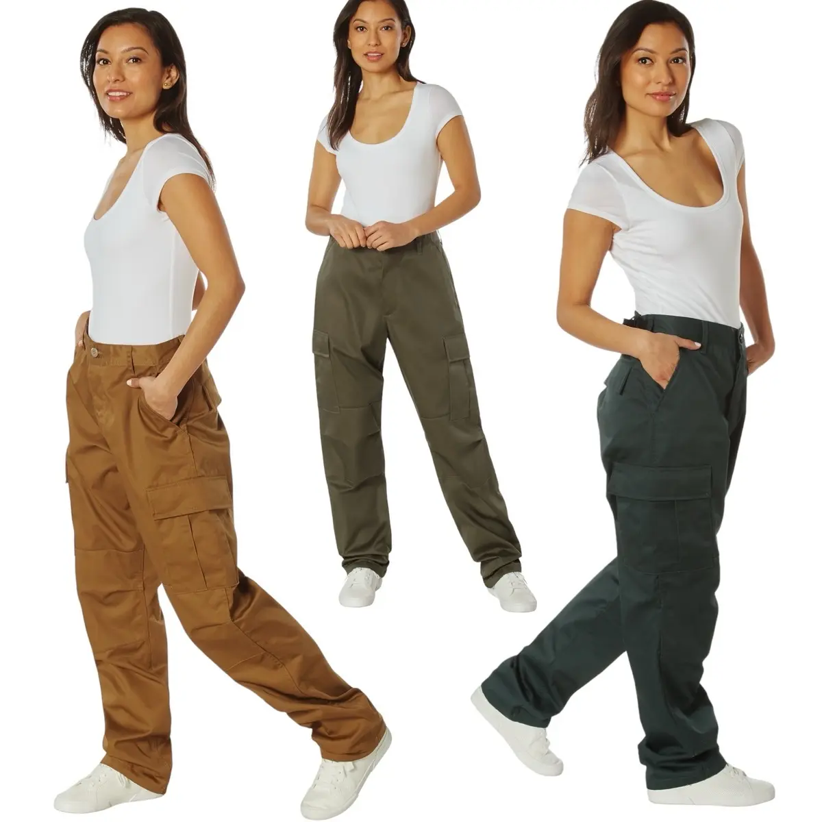 ROTHCO Women's Unisex Cotton-Poly BDU Cut Cargo Pants - Straight Leg Tactical Bottoms with 6 Pockets, Reinforced Knees, Adjustable Waist, Plus Sizes, Button Closure, Blouse Fit, Comfortable Everyday Basics, Polyester, Drawstring