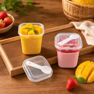 25-Set Thickened PP Plastic Clear Reusable Dessert Cups with Lids & Spoons, Disposable-Compatible Compostable Snack Containers for Parties, Catering Kitchenware Bakeware