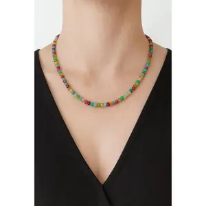 Single-Strung Faceted Beaded Necklace – Adjustable Statementnecklace