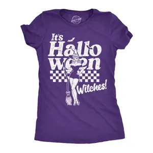 Womens Funny T Shirts Its Halloween Witches Sarcastic Witch Graphic Novelty Tee For Ladies Funny Womens T Shirts Cute Vintage Fashion Casual Ladies T-Shirt Gift Halloween Tops for Women Women's Novelty Tees Purple -