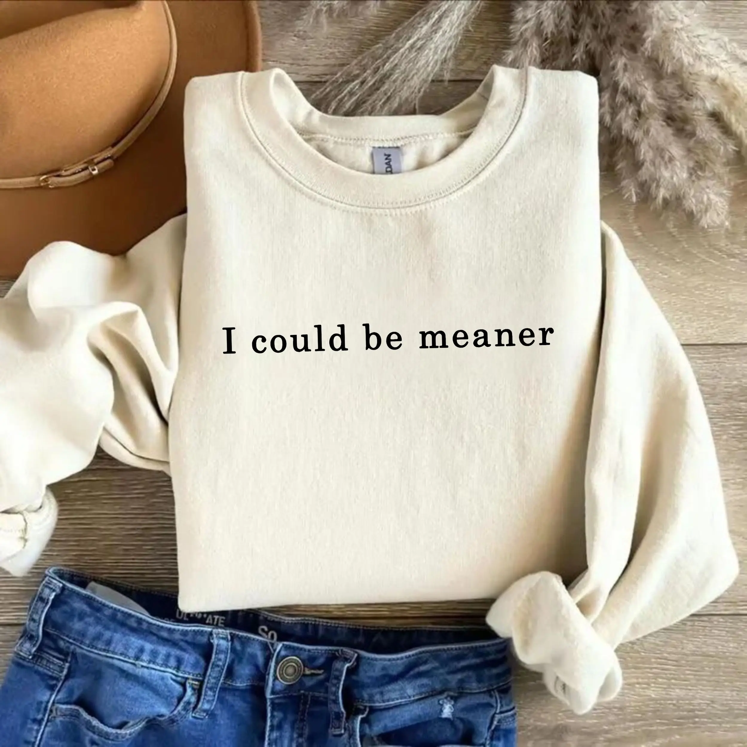 I Could Be Meaner Sweatshirt, Spicy Attitude Sweater, Confident Crewneck Funny Parent Crewneck, Mean Friend Shirt Tops Casual Comfort Crewneck Gift For Women