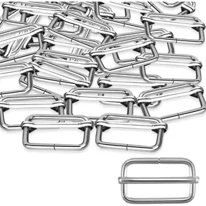 50 Pcs Slide Buckle 1 Inch Metal Tri-glide Slides Rectangle Buckle Adjustable for Fasteners, Strap, Backpack DIY(Silver) Clothes Bag Accessories Purse Accessories