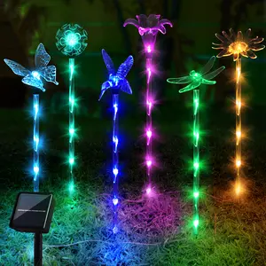 Liveasily Set of 6 Acrylic Solar Lights Outside 8 Modes Garden Decorations Powered Pathway Outdoor Waterproof Yard, Patio, Flower Bed, Home Ornaments