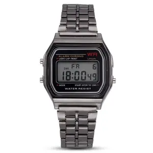Retro Digital Watch for Men & Women - Vintage Y2K Stainless Steel Band, Chronograph, LED Backlight, Alarm, Stopwatch, Water Resistant, Adjustable Metal Band - Classic 90s Style Unisex Wristwatch