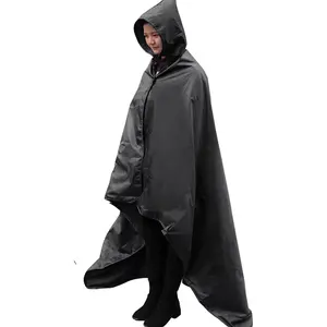 Wearable Hooded Waterproof Windproof Warm Fleece Large (79x56) Outdoor Blanket, Portable for Camping Picnic Stadium Sports Beach Concerts Car Dogs