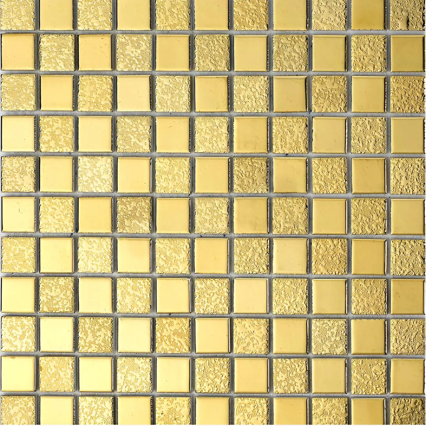 Gold Porcelain Tile Square Grid Pattern Glazed Ceramic Mosaic Bathroom Shower and Kitchen Backsplash Tiles Decor Decorative Set Glossy