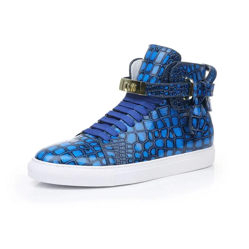 Women's Plus Size Alligator Pattern Leather Combat Boots - Glossy Lace-Up Flats Shoe with Lock Lace Detail for Work, Footwear, Eva, Casual Wear, Laces