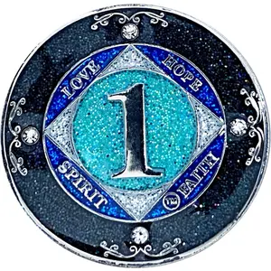 NA 1-50 Years Metal Recovery Coins, Glitter and crystals Narcotics Anonymous Medallions
