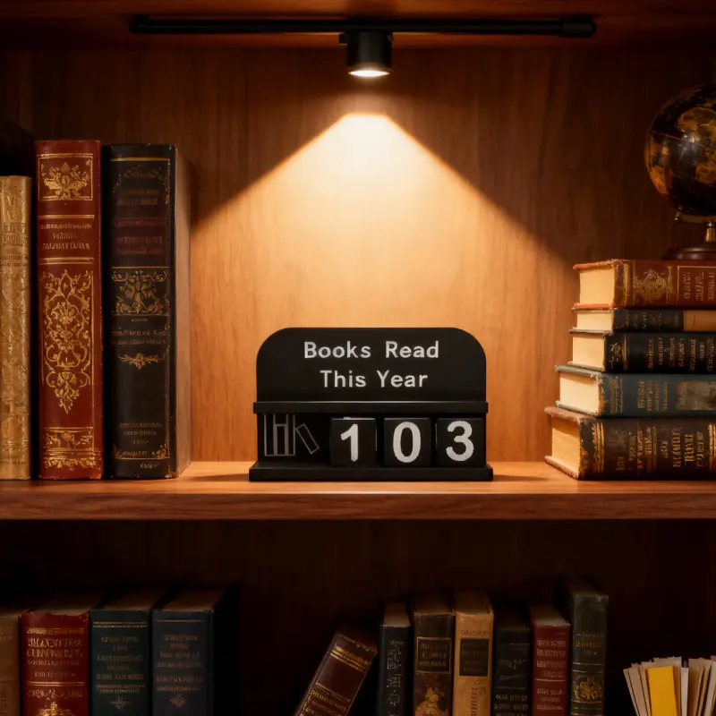 Books Read This Year Wooden Counter Decorative Book Reading Tracker for Book Lovers Stylish Desktop Reading Progress Display Desk Accessories Desktop Accessory