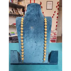 Gold Ball Light Weight Long Haram | Original Temple Jewelry