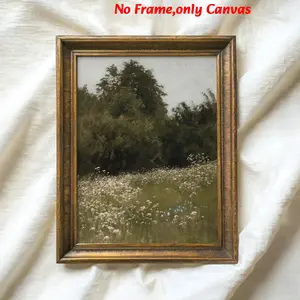 1 pc, wall art, vintage poster, Vintage Prints, Artistic Landscape retro summer meadow print, country green nature painting, living room aesthetic, bedroom decor, Modern Home Decoration, apartment decor, housewarming gift, Decorative wall art, unframed