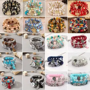 24pcs Bohemian Beaded Bracelets for Women with Butterfly, Elephant Charms & Tassel/Peach Heart Pendants - Multicolor Layered Stackable Stretch Bands, Beads - Daily Wear Gift