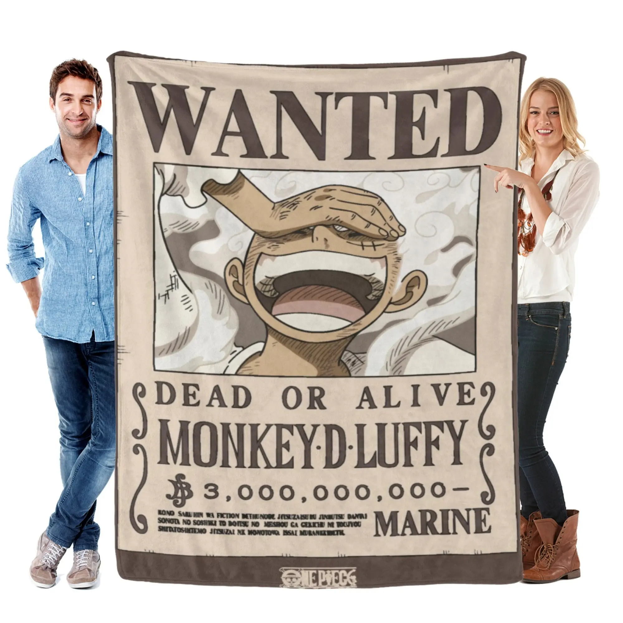 [SummerVibes] TOEI ANIMATION One Piece Luffy Gear 5 Bounty Poster Flannel Blanket - Soft Cozy 2D Printed Throw for Anime Fans, Home & Bedroom Decor