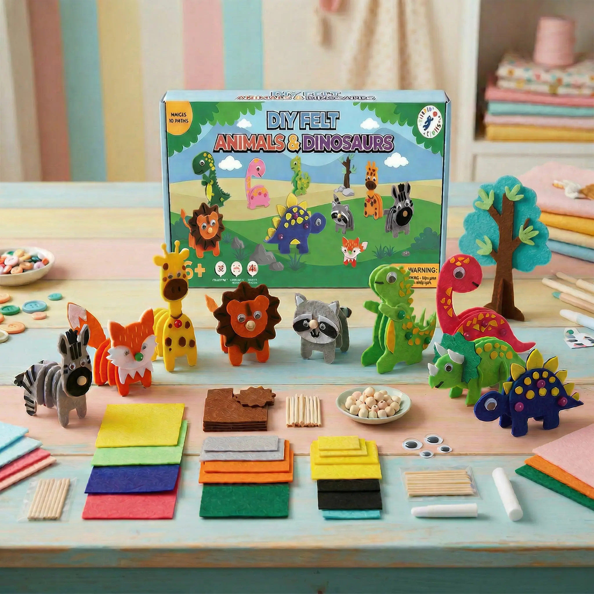 DIY Felt Animals & Dinosaurs (10pcs) DIY Felt Animals & Dinosaurs (10pcs)