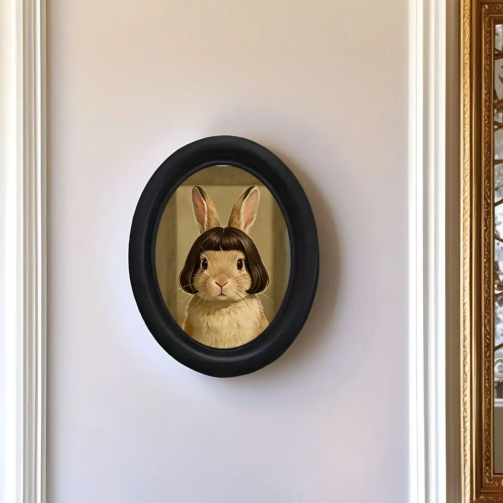 Vintage Art Style Long Hair Rabbit Artistic Print Decorative Home Item, Artwork For Walls, Vintage Design, Unique Artwork, Super Cute Decoration, Perfect for Halloween Christmas Thanksgiving Wall Decoration, Room Decor