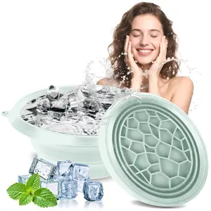 Ice Tray-Face Bowl for Ice with Built-in  – Collapsible Silicone Facial Ice Bath Bowl for Cold Plunge Therapy, Skin Tightening Portable Spa Tool for Home & Travel Ice Bath Bowl, Facial Plunge Bowl for Skin Tightening