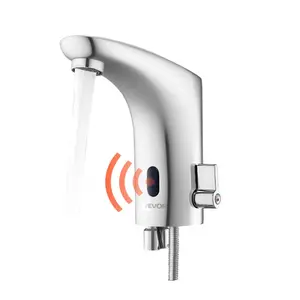 SummerWinsChrome Plated Silver Motion Sensor Touchless Bathroom Sink Faucet - Automatic Hands-Free Cold-Hot Water Mixer, Adjustable Single Handle with Adjustable Flow Control, Battery-Operated for 9/16 in Threaded Pipedealsforyoudays
