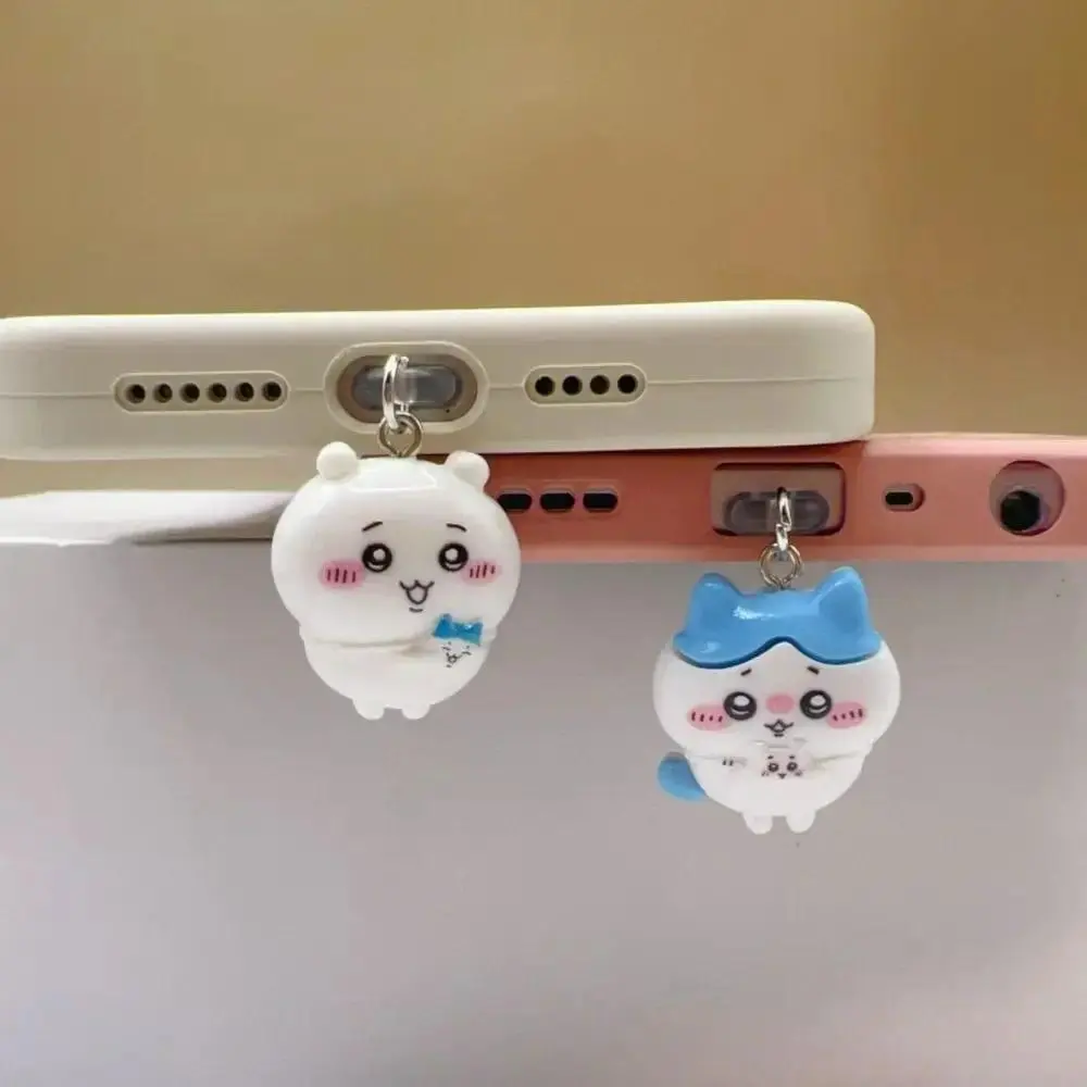 Kawaii Chiikawa Hachiware USAGI Plastic Universal Cellphone Dust Plug - Phone Chains, Cell Phone Charm, iPhone-Type-C Accessories, Whimsical Collectible, Women's Hanging Home Decor Gift